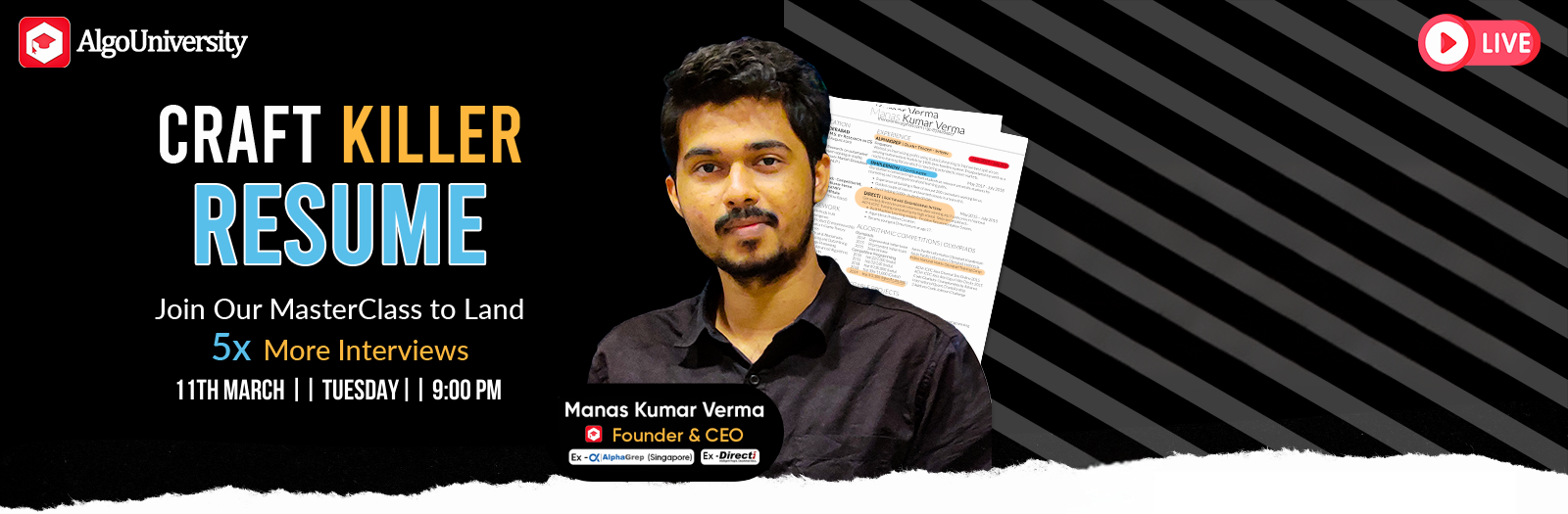 Craft Killer RESUMEJoin this MasterClass to land 5x More Interview